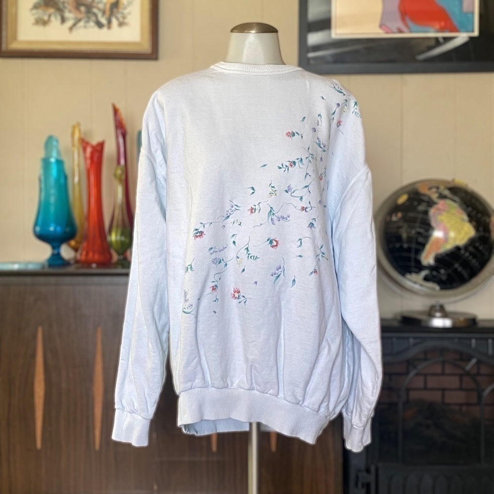 Vintage oversized floral print crewneck sweatshirt size M